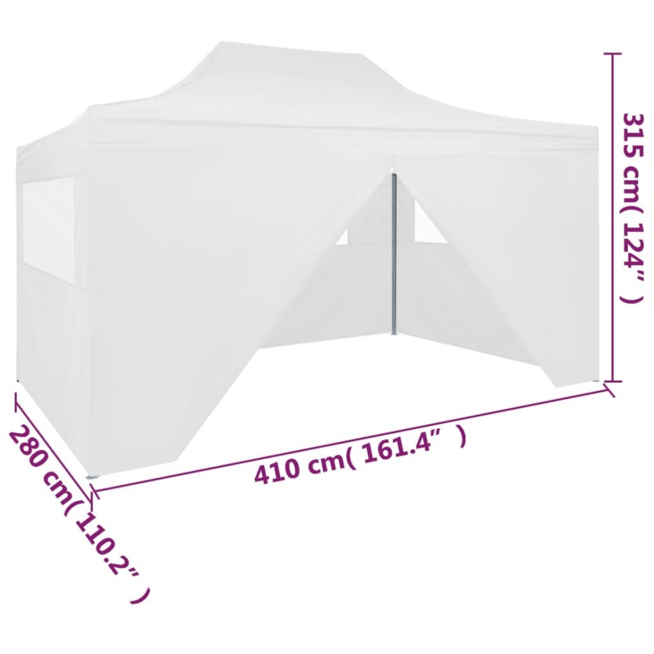 Carpa plegable profesional con 4 paredes acero blanco 3x4