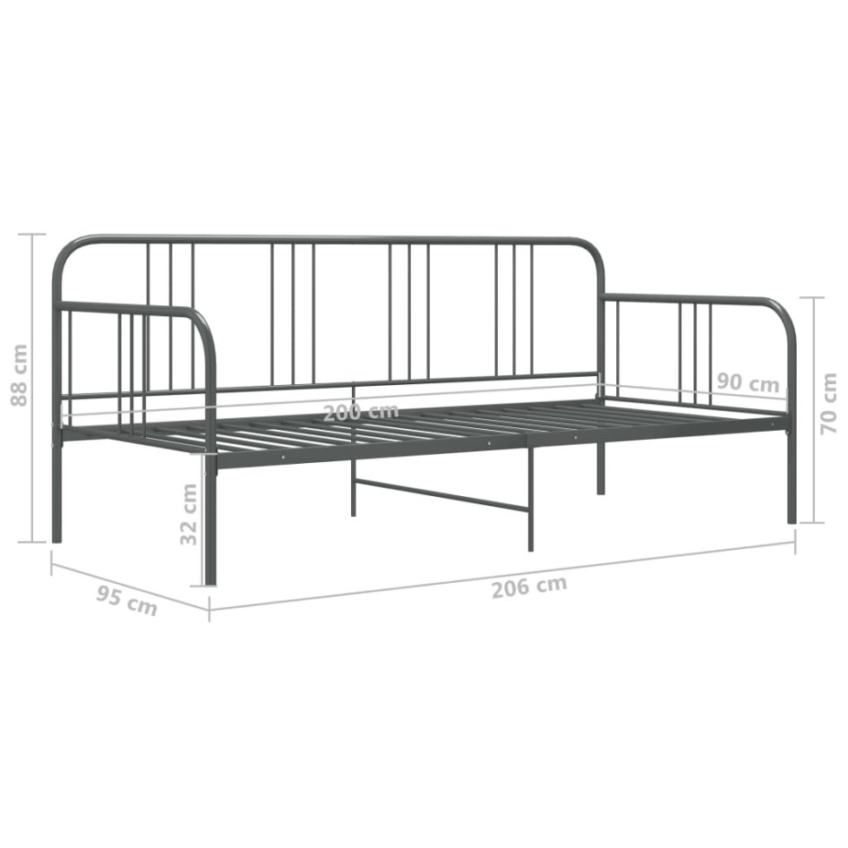 Estructura de sofá cama de metal gris 90x200