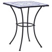 Mesa de mosaico para cafetería cerámica azul y blanco 60 cm