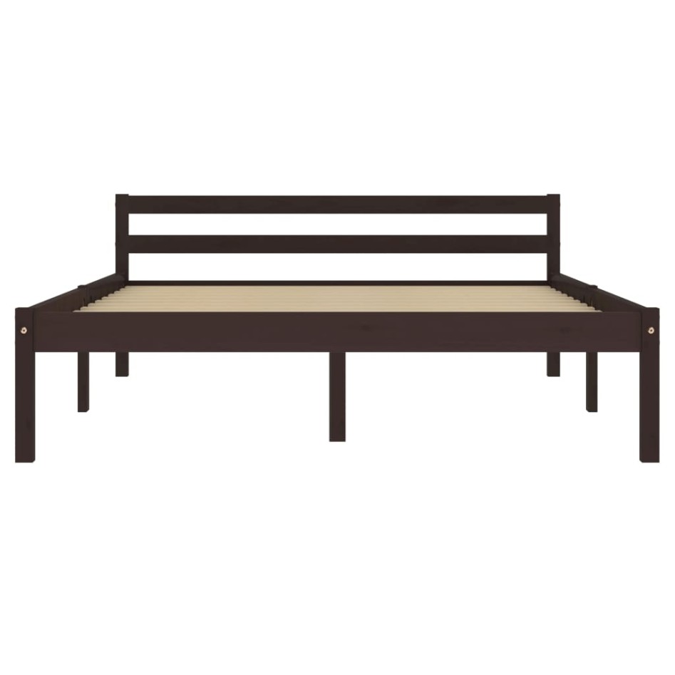 Estructura de cama madera maciza pino marrón oscuro 120x200