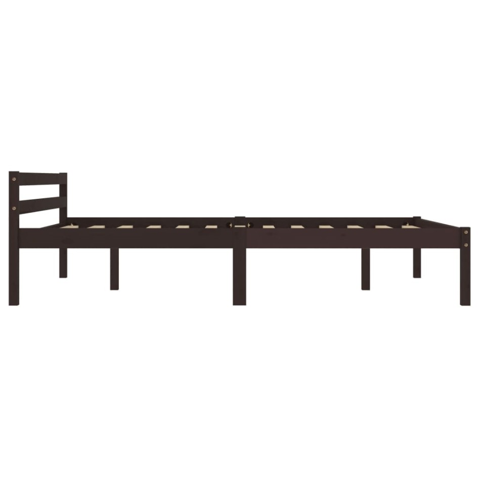 Estructura de cama madera maciza pino marrón oscuro 120x200