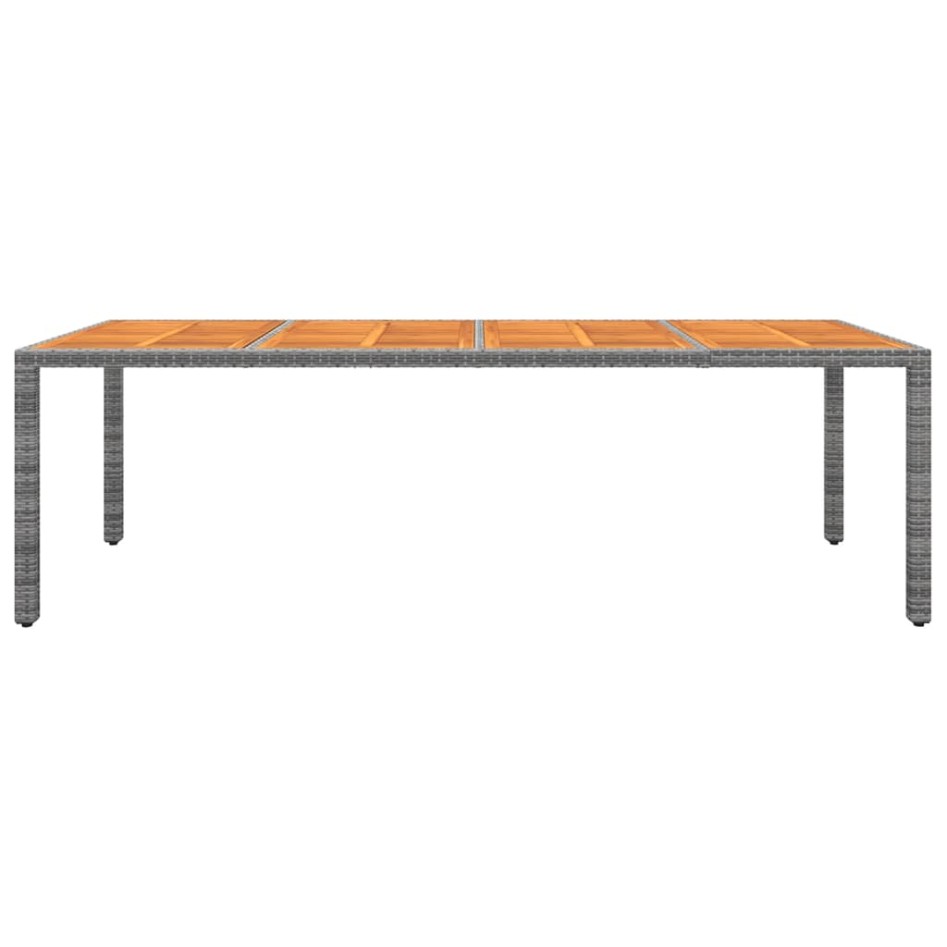 Mesa de jardín ratán PE madera acacia maciza gris 250x100x75
