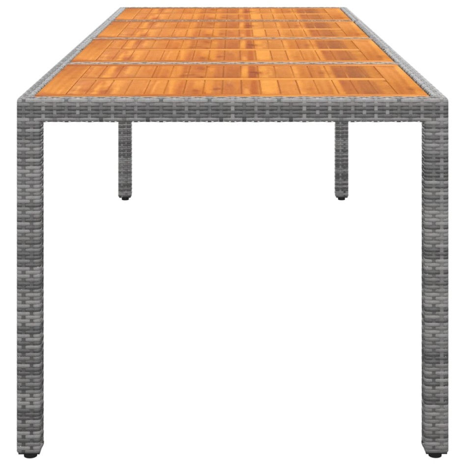 Mesa de jardín ratán PE madera acacia maciza gris 250x100x75