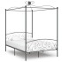 Estructura de cama con dosel metal gris 140x200