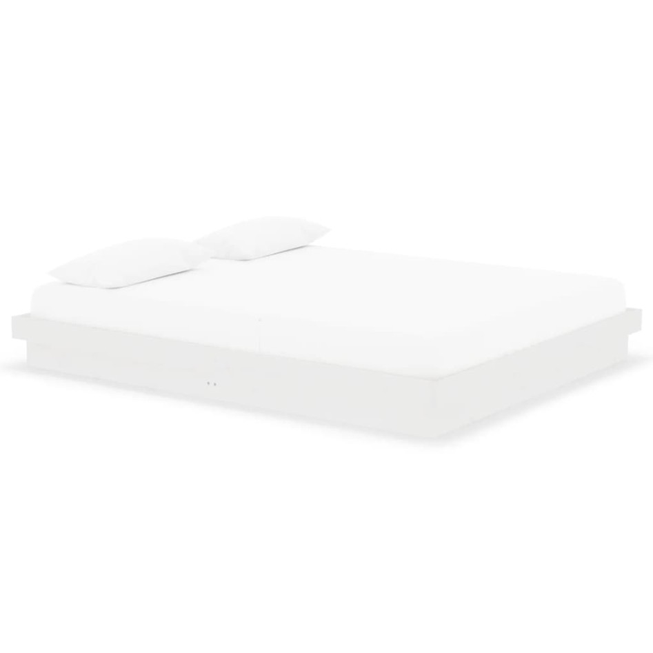 Estructura de cama de madera maciza blanca 160x200