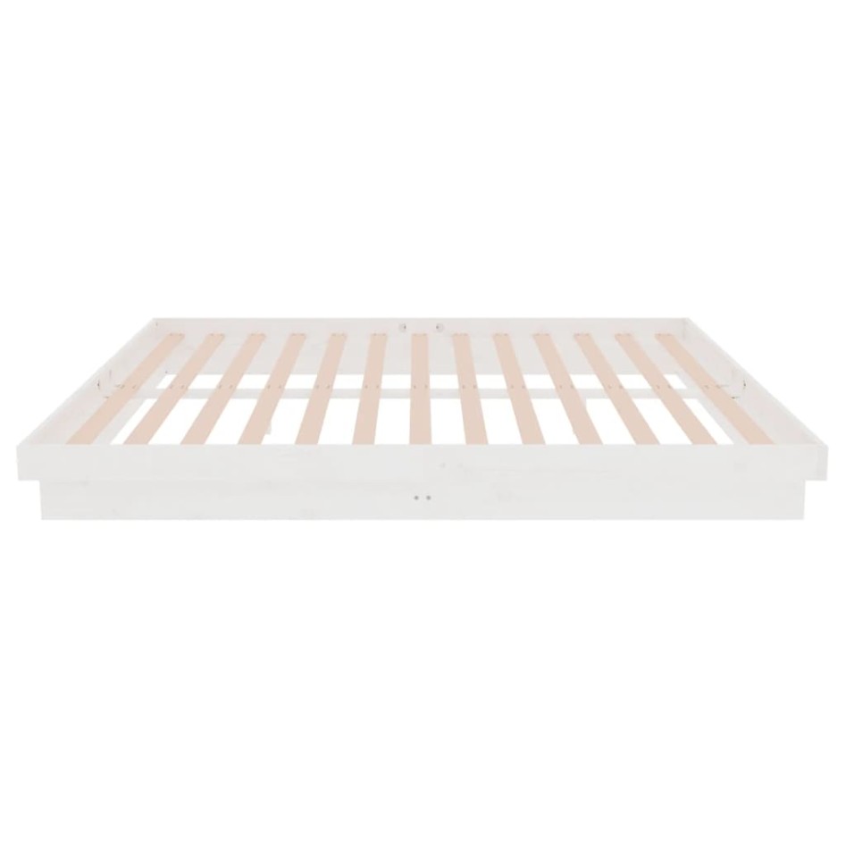 Estructura de cama de madera maciza blanca 160x200