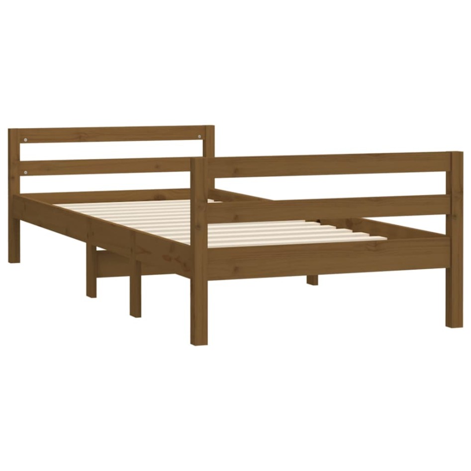 Estructura de cama madera maciza pino marrón miel 90x200