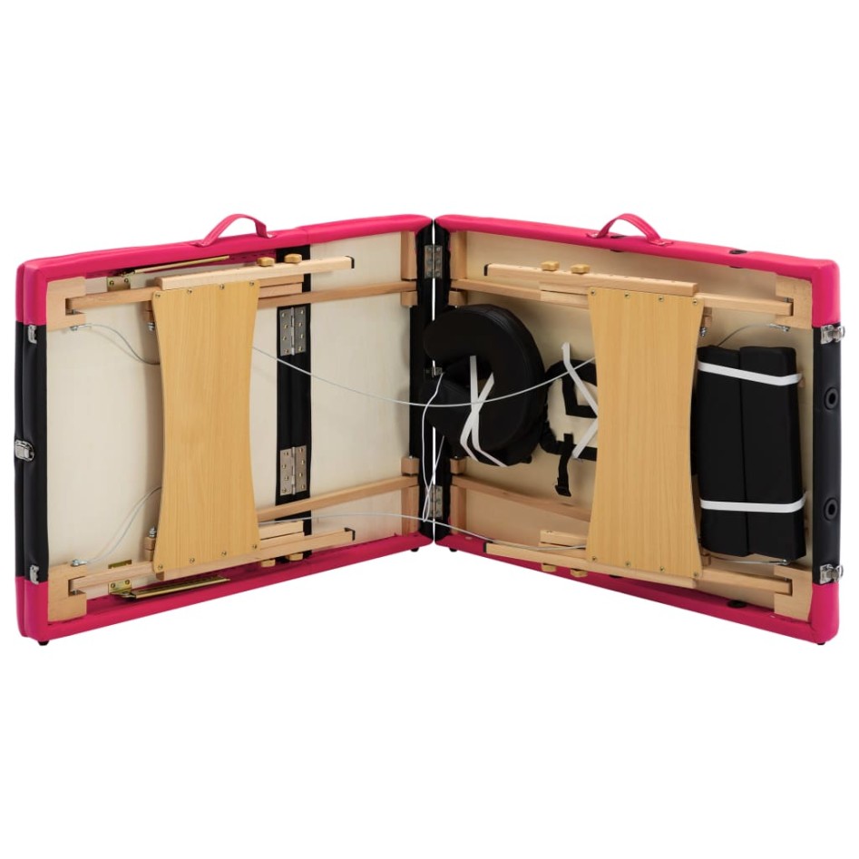 Camilla de masaje plegable 3 zonas madera negro y