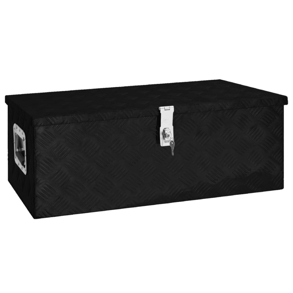Caja de almacenaje de aluminio negro 80x39x30