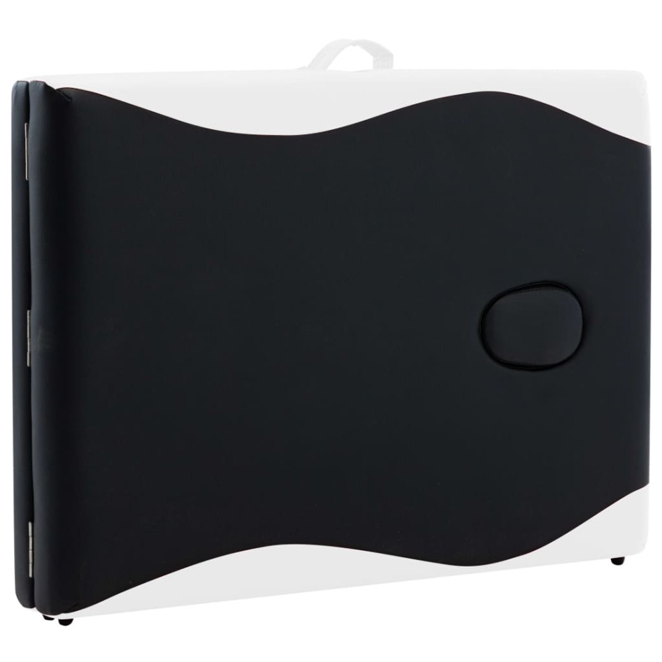 Camilla de masaje plegable 2 zonas aluminio negro y