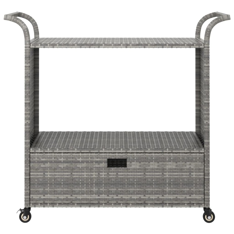 Carrito de bar con cajón ratán sintético gris 100x45x97