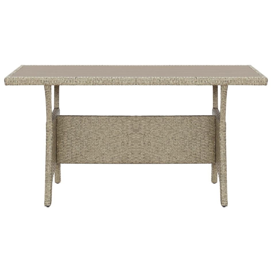 Mesa de jardín de ratán sintético gris 120x70x66