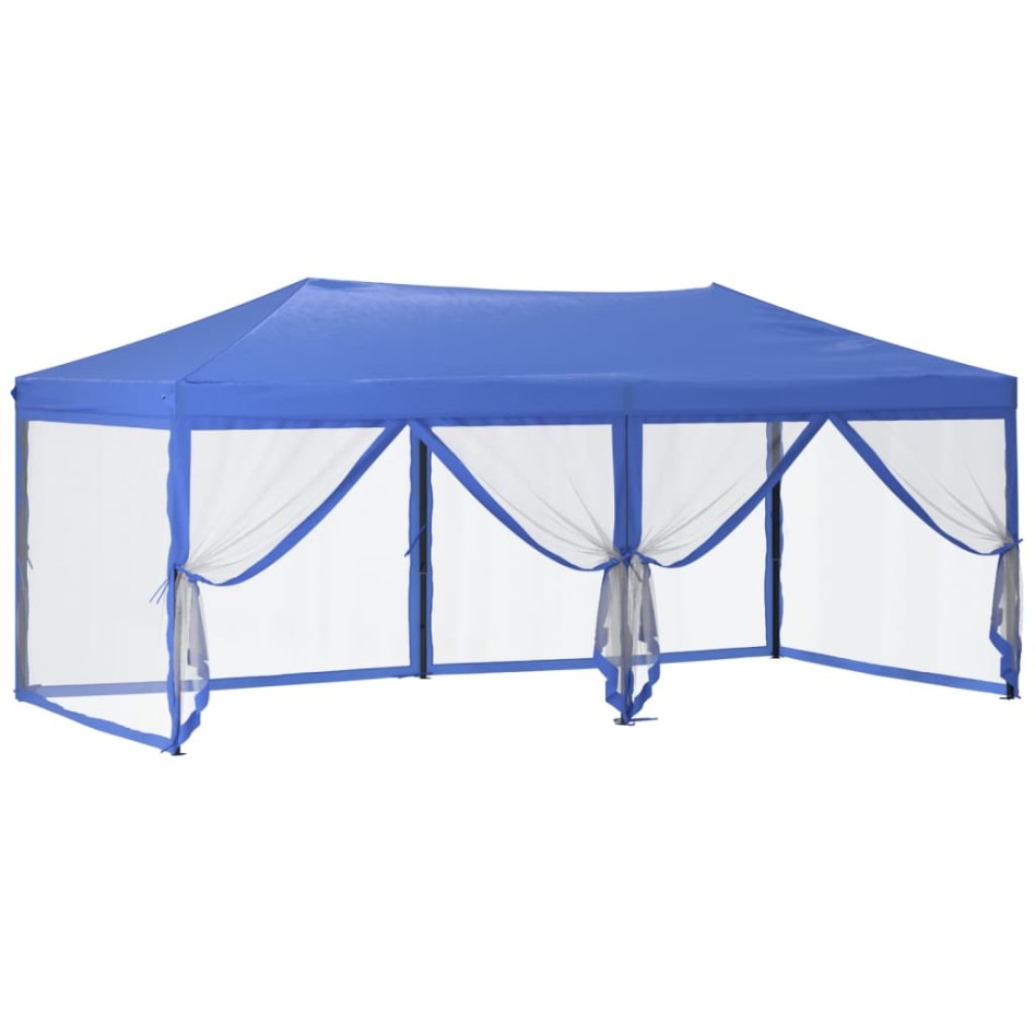 Carpa para fiestas plegable con paredes laterales azul 3x6