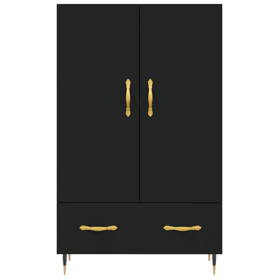 Aparador alto madera de ingeniería negro 69,5x31x115