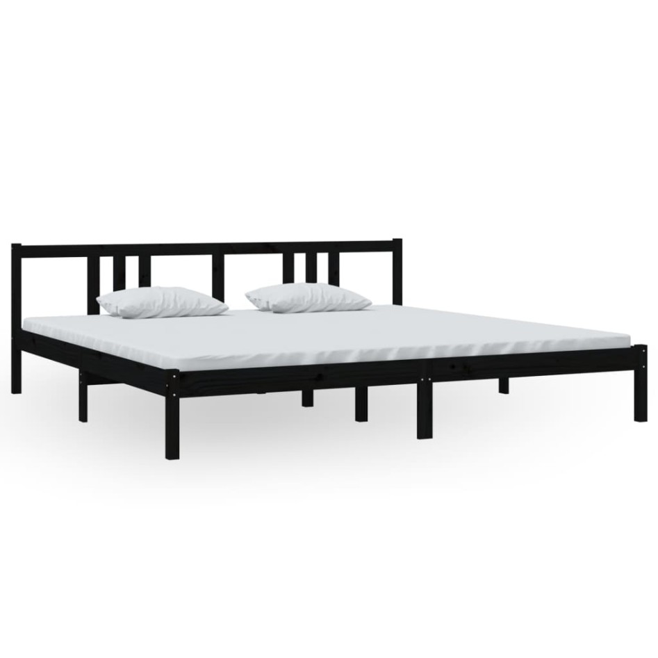 Estructura de cama de madera maciza negro 200x200