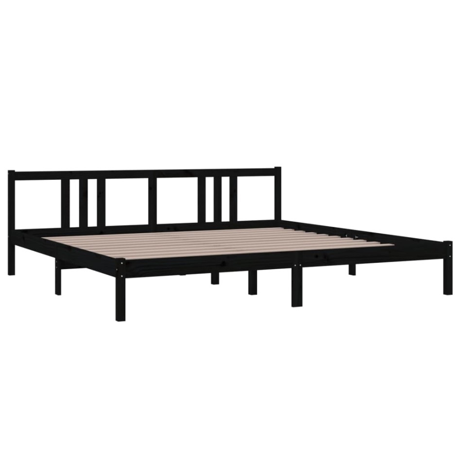 Estructura de cama de madera maciza negro 200x200