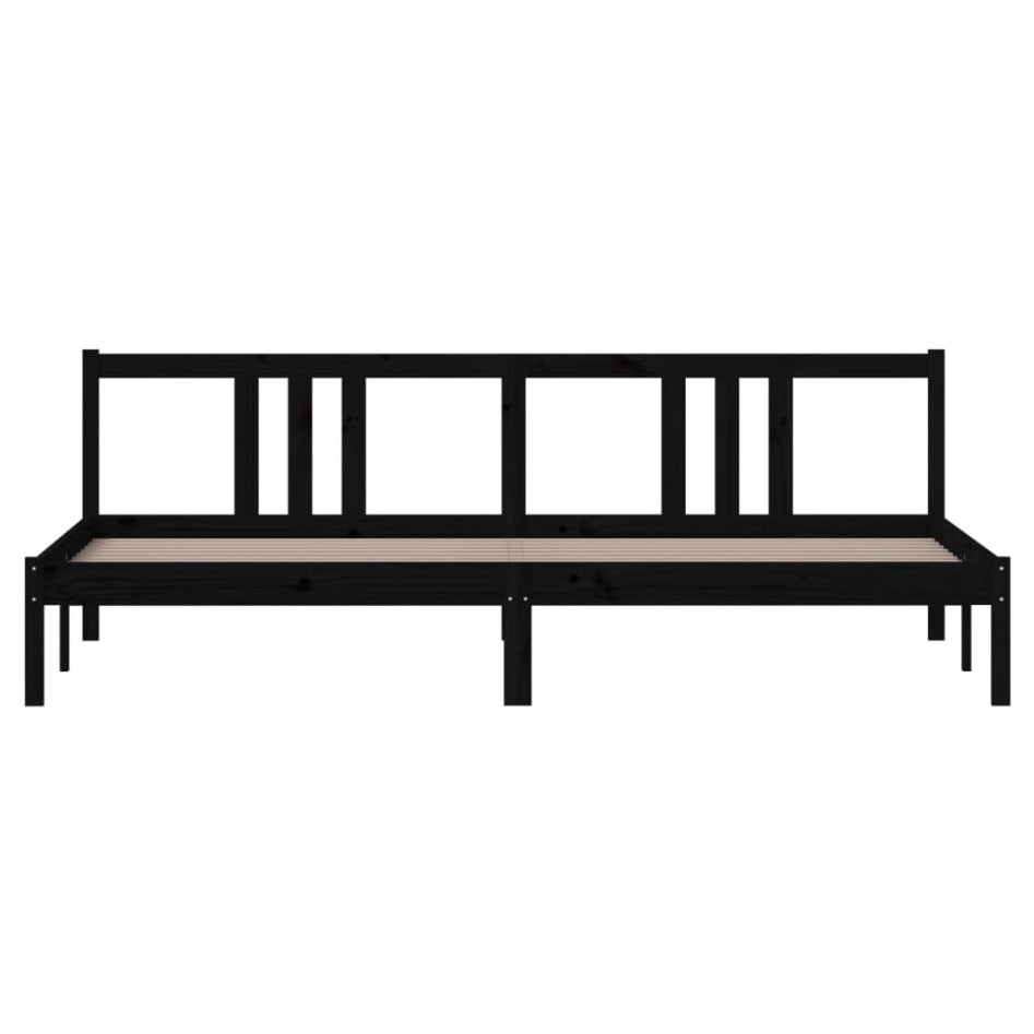 Estructura de cama de madera maciza negro 200x200