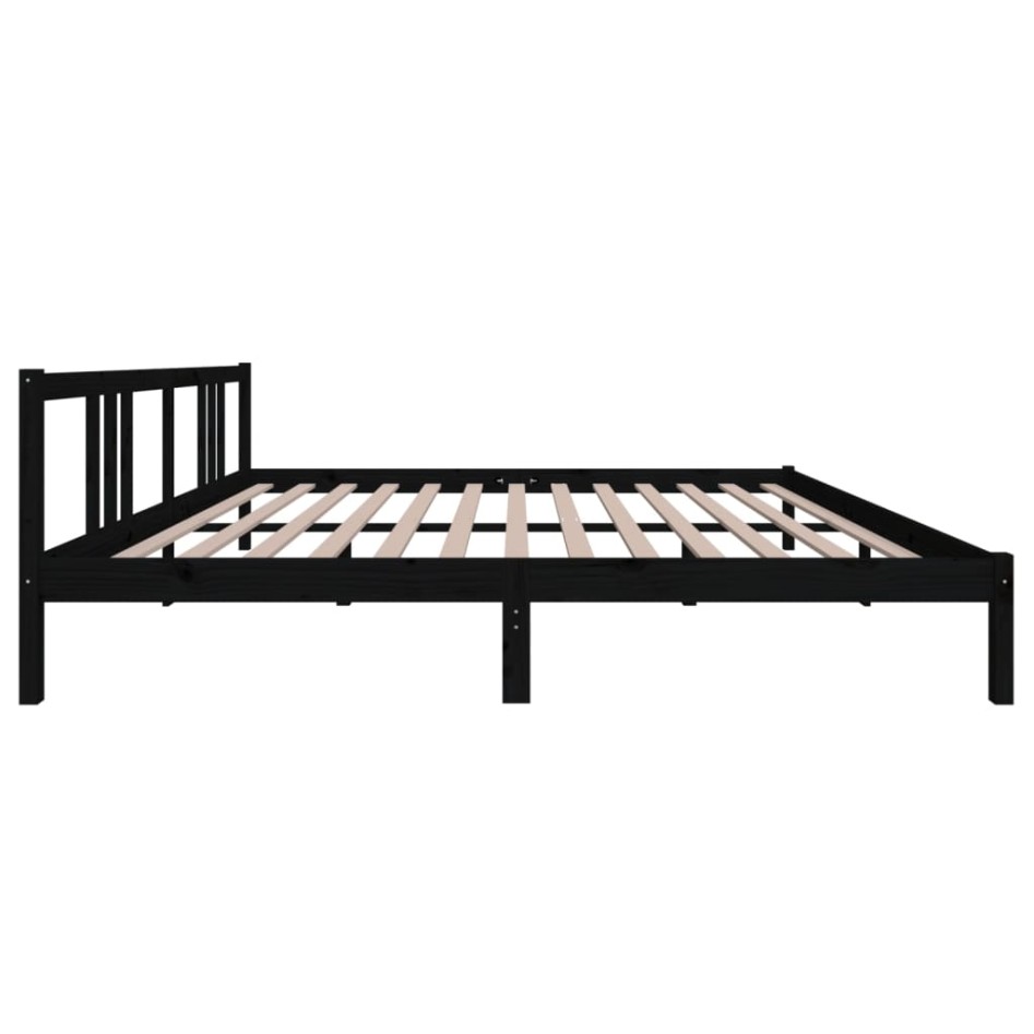 Estructura de cama de madera maciza negro 200x200