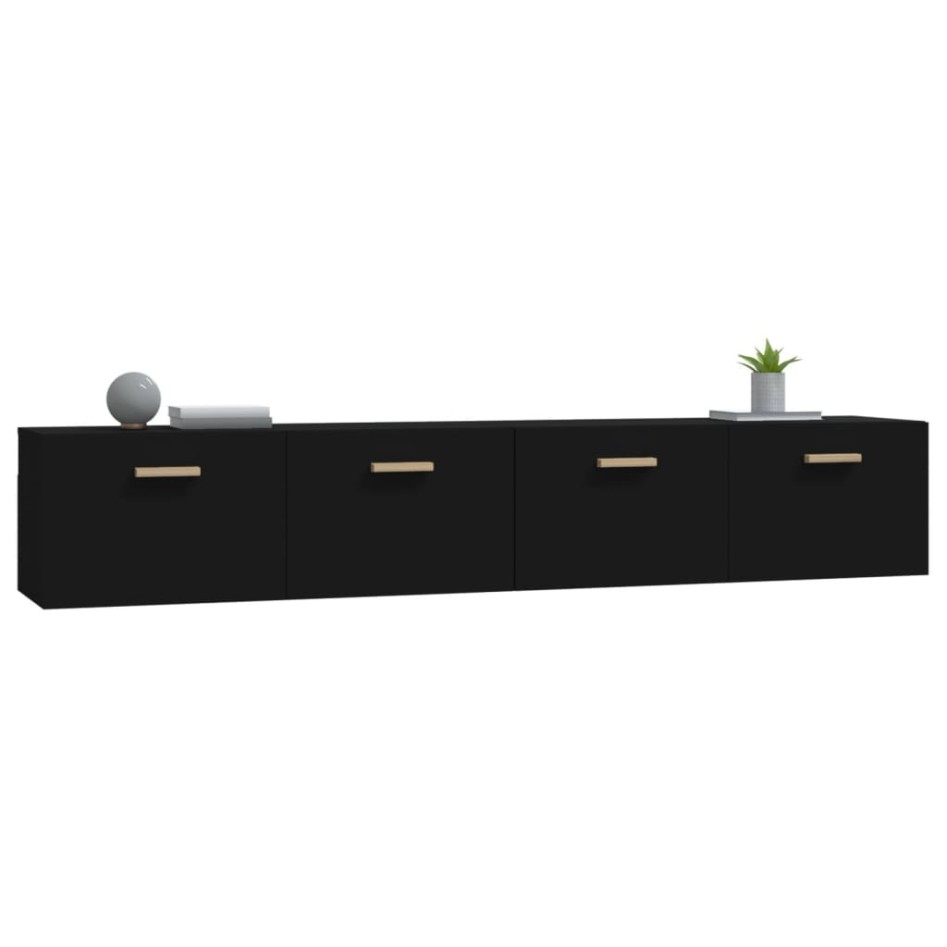 Armarios de pared 2 uds contrachapada negro 100x36,5x35