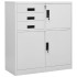 Armario de oficina con macetero acero gris claro 90x40x125