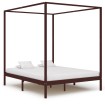 Cama con dosel madera maciza de pino marrón oscuro 180x200 cm