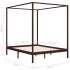 Cama con dosel madera maciza de pino marrón oscuro 180x200