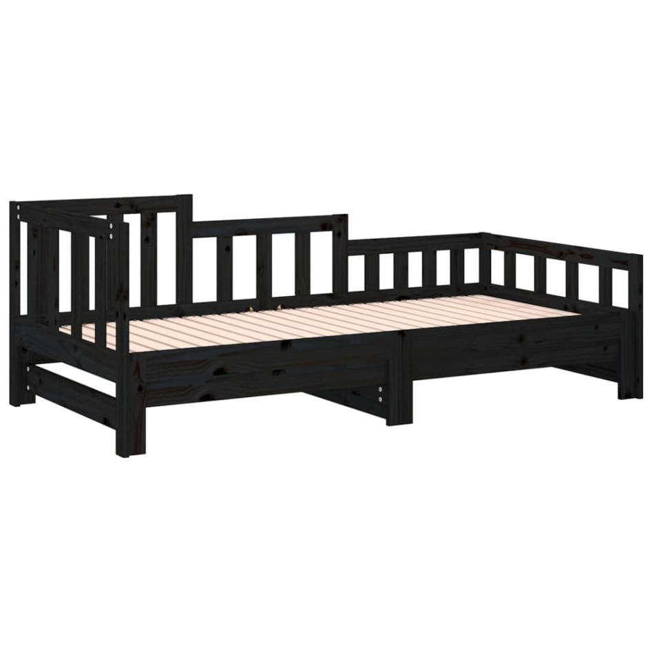 Sofá cama extraíble madera maciza de pino negro 2x(90x200)