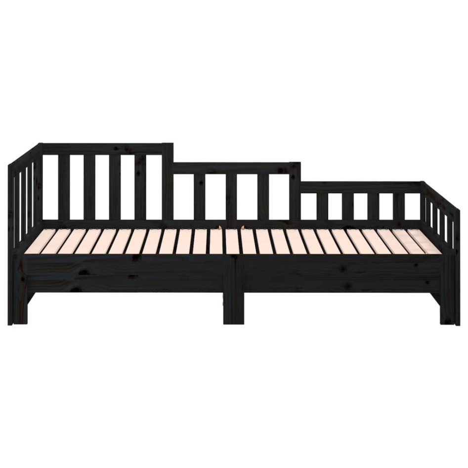 Sofá cama extraíble madera maciza de pino negro 2x(90x200)