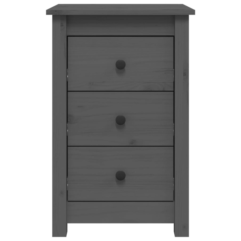 Mesitas de noche 2 uds madera maciza de pino gris 40x35x61,5