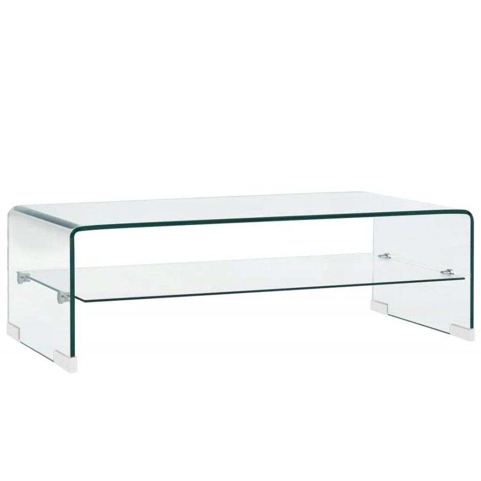 Mesa de centro de vidrio templado transparente 98x45x31