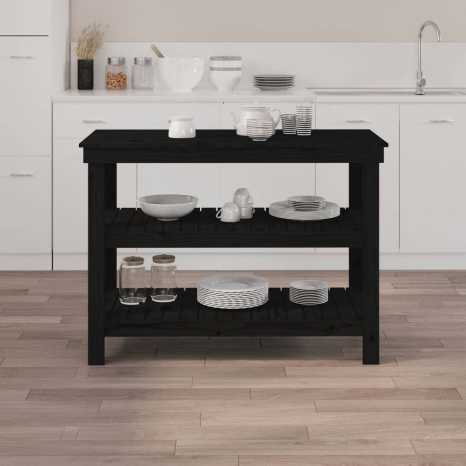 Banco de trabajo de madera maciza de pino negro 110,5x50x80