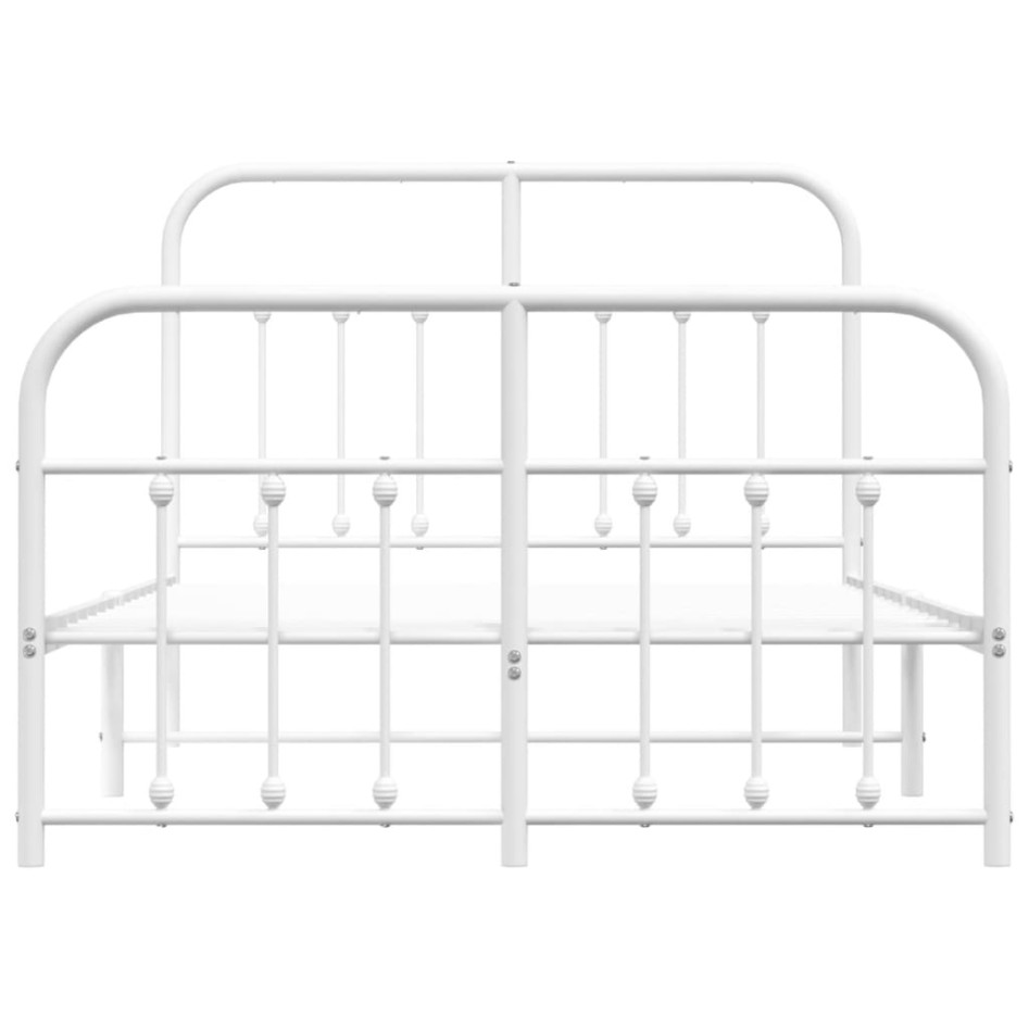 Estructura cama metal con cabecero y estribo blanco 120x190