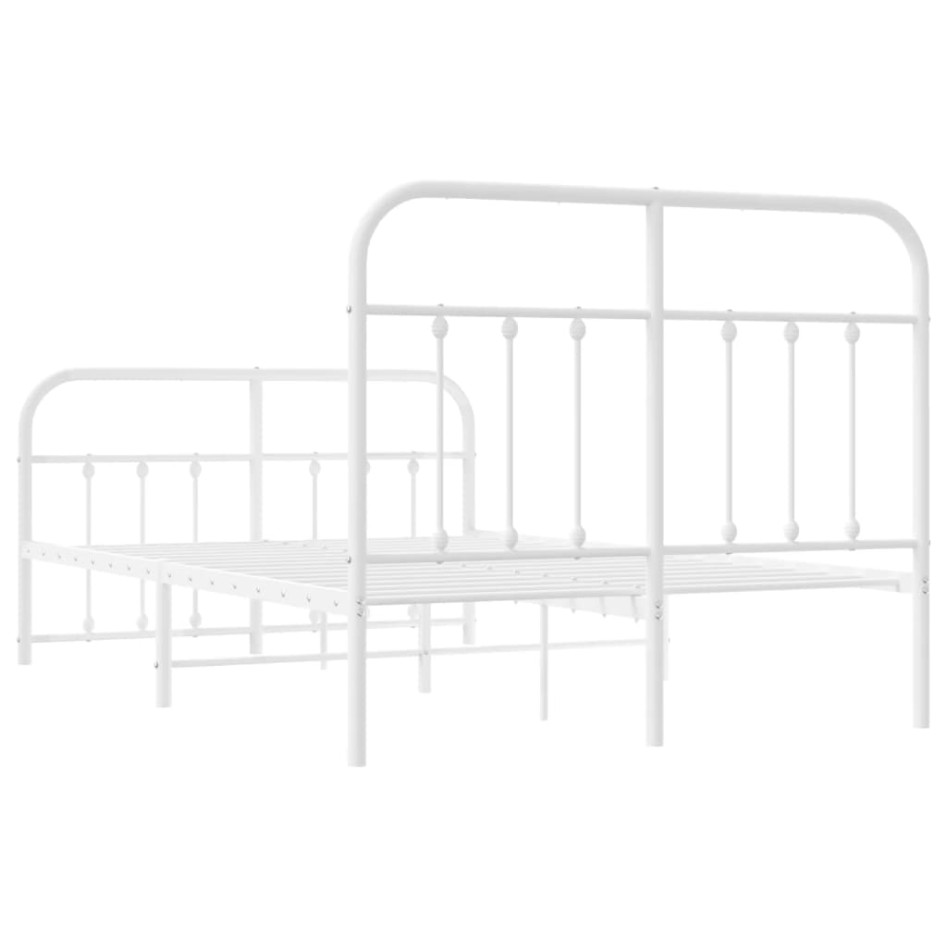Estructura cama metal con cabecero y estribo blanco 120x190