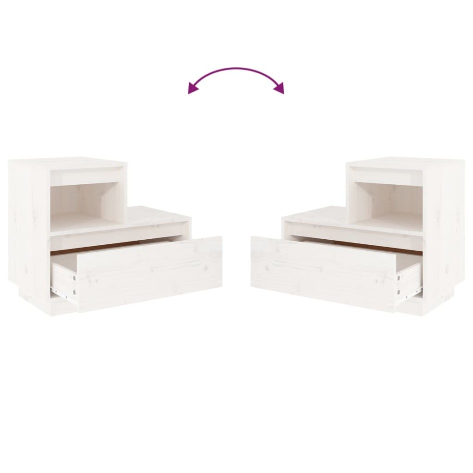 Mesitas de noche 2 uds madera maciza de pino blanco 60x34x51