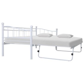 Estructura de cama de acero blanco 180x200/90x200
