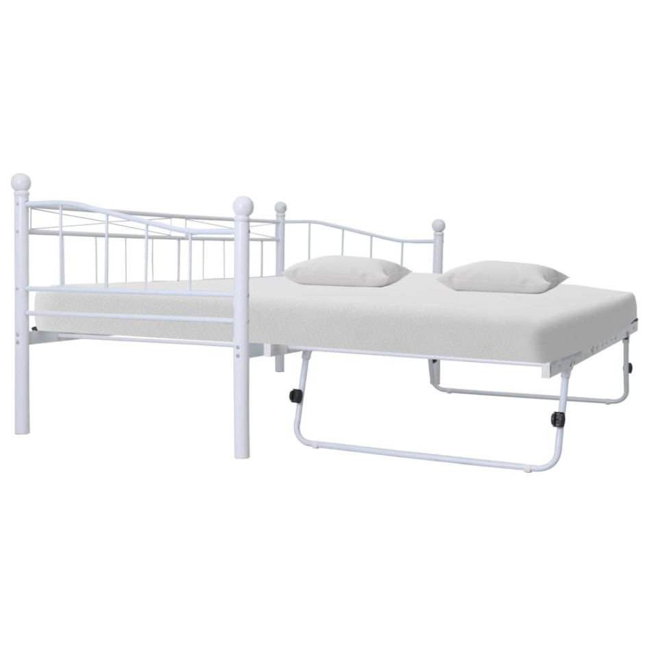 Estructura de cama de acero blanco 180x200/90x200