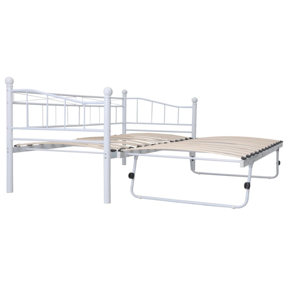 Estructura de cama de acero blanco 180x200/90x200