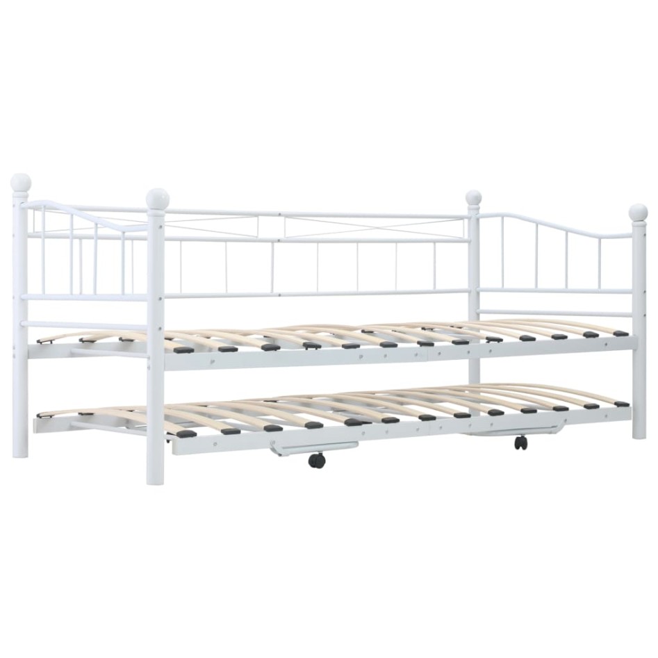 Estructura de cama de acero blanco 180x200/90x200