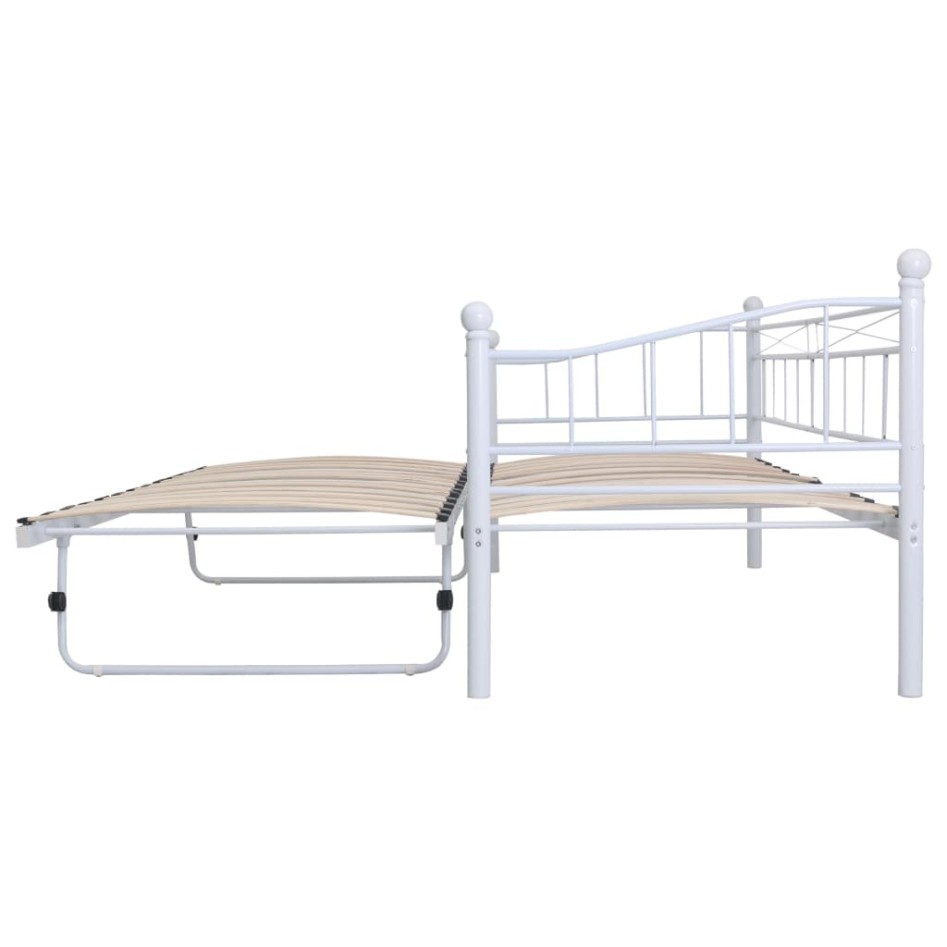 Estructura de cama de acero blanco 180x200/90x200