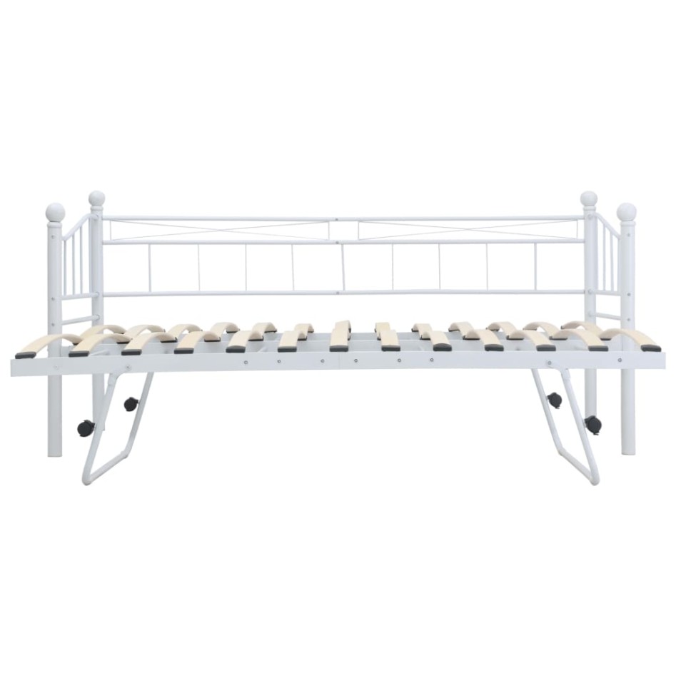 Estructura de cama de acero blanco 180x200/90x200
