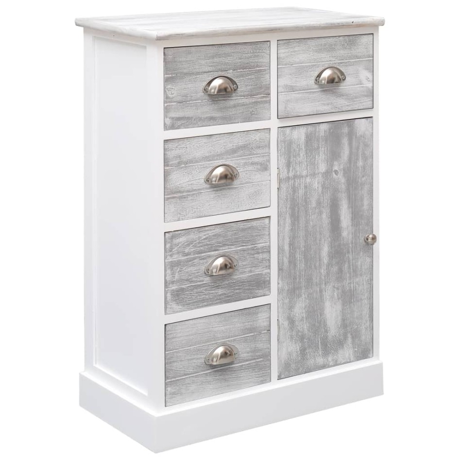 Aparador con 10 cajones madera gris 113x30x79