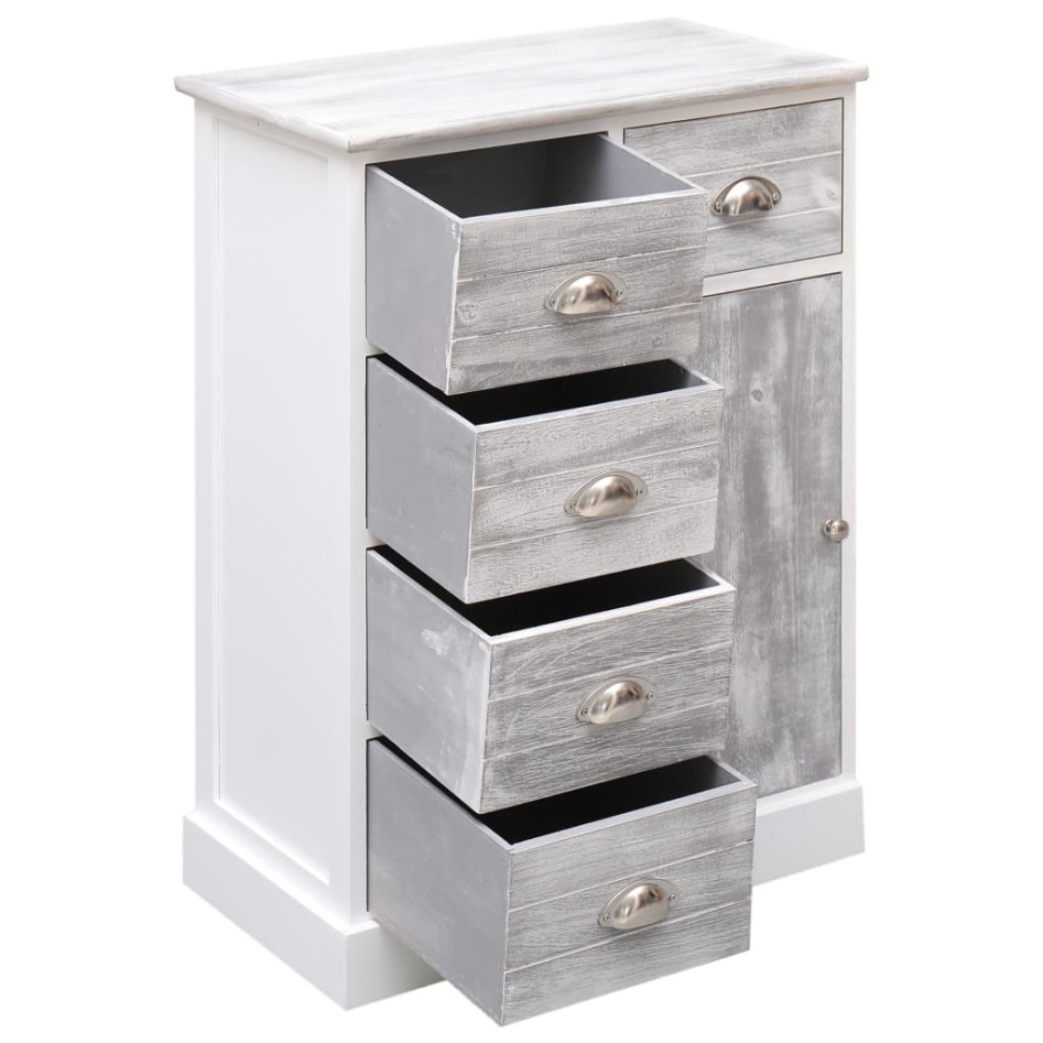 Aparador con 10 cajones madera gris 113x30x79