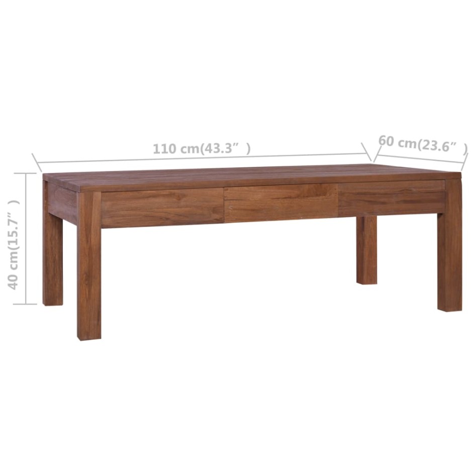Mesa de centro de madera maciza de teca 110x60x40