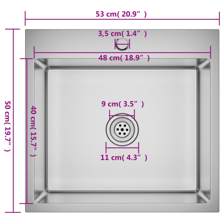 Fregadero de cocina hecho a mano acero