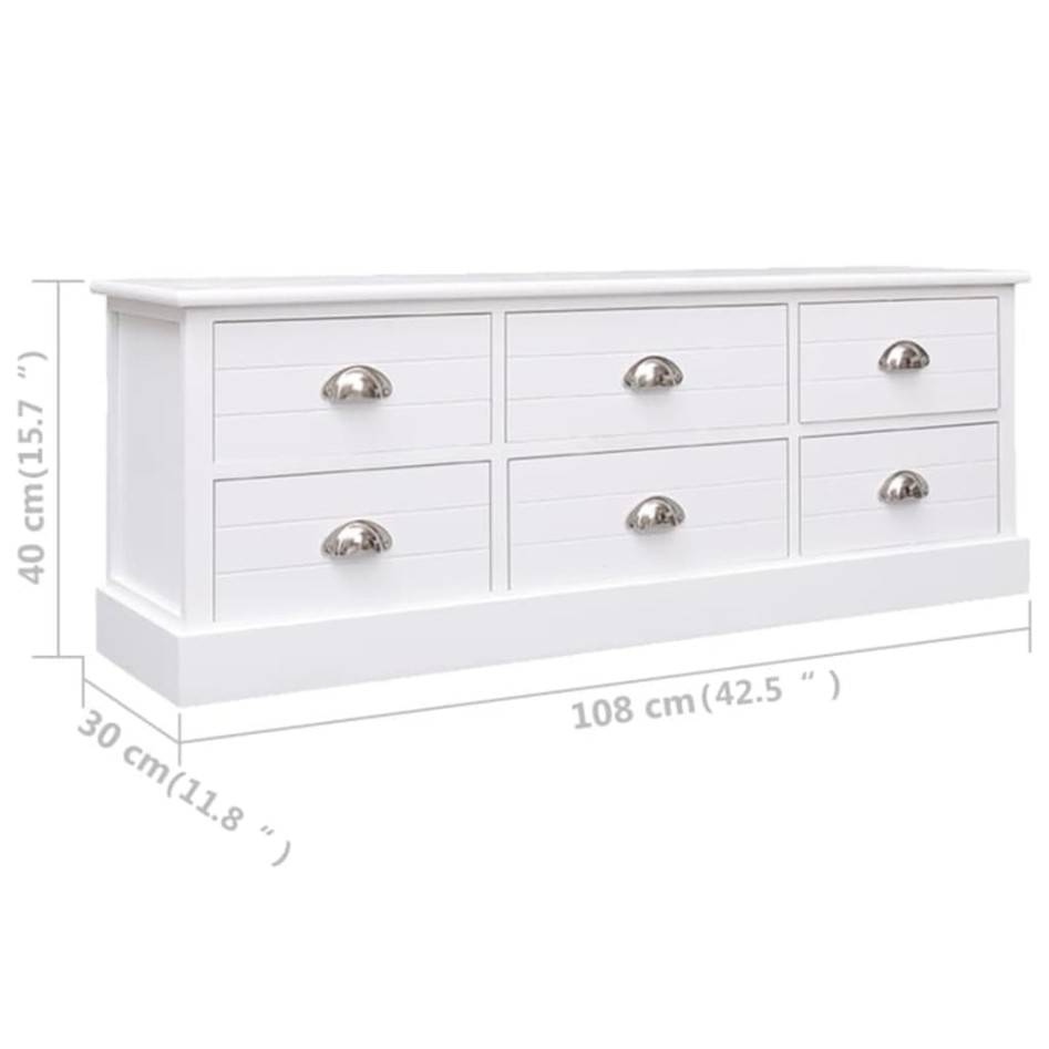 Mueble para TV madera maciza de paulownia blanca 108x30x40