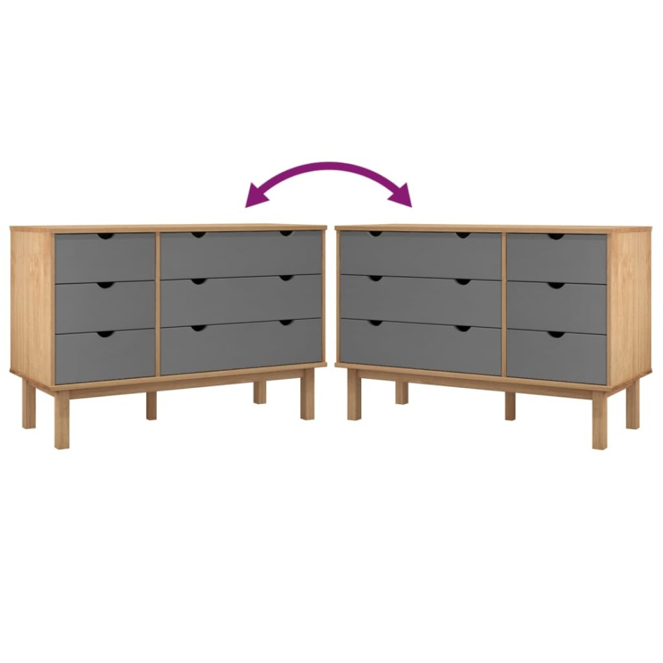 Cajonera OTTA madera maciza pino marrón y gris 111x43x73,5