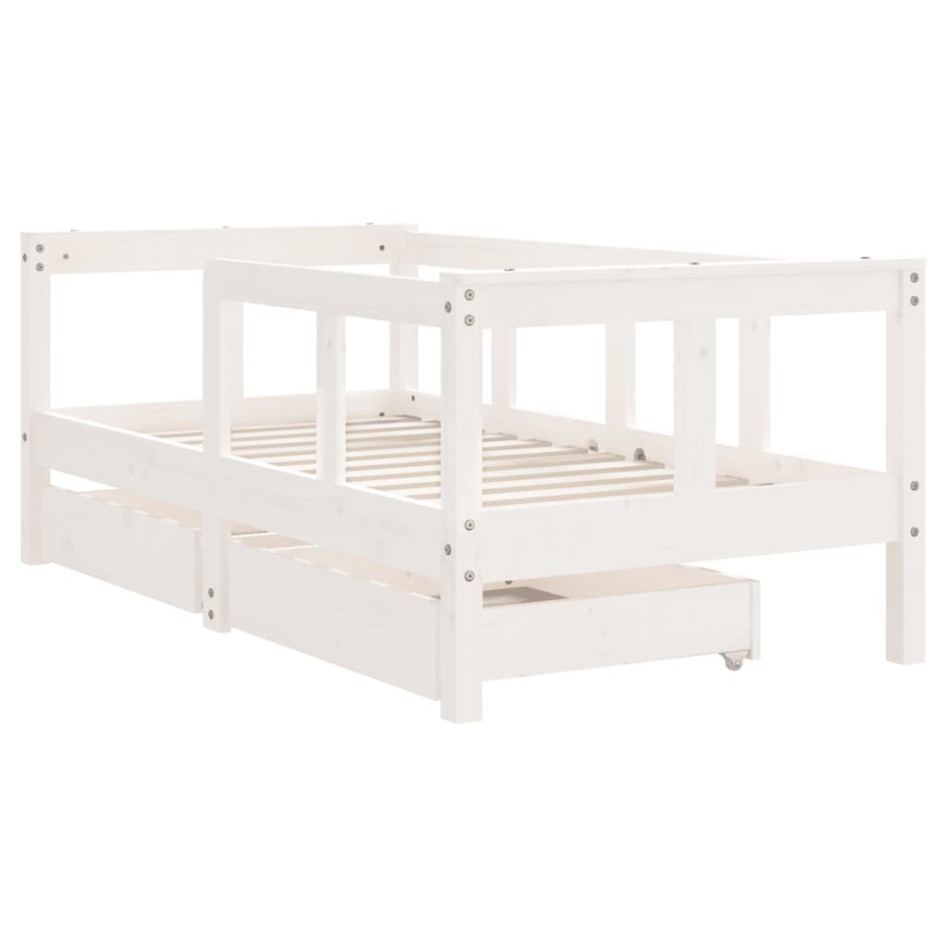 Estructura cama niños con cajones madera pino blanco 70x140