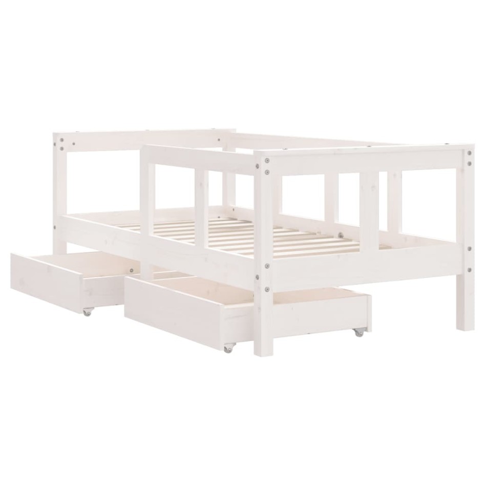 Estructura cama niños con cajones madera pino blanco 70x140