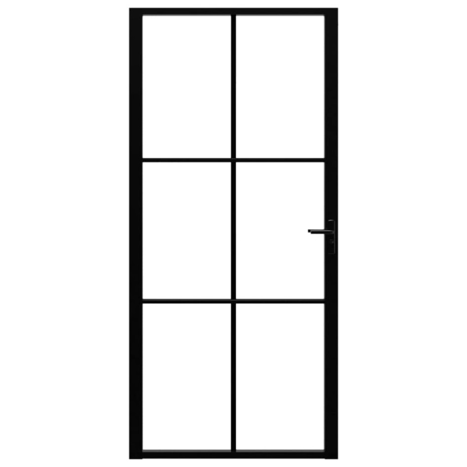 Puerta interior vidrio ESG y aluminio negro 93x201,5