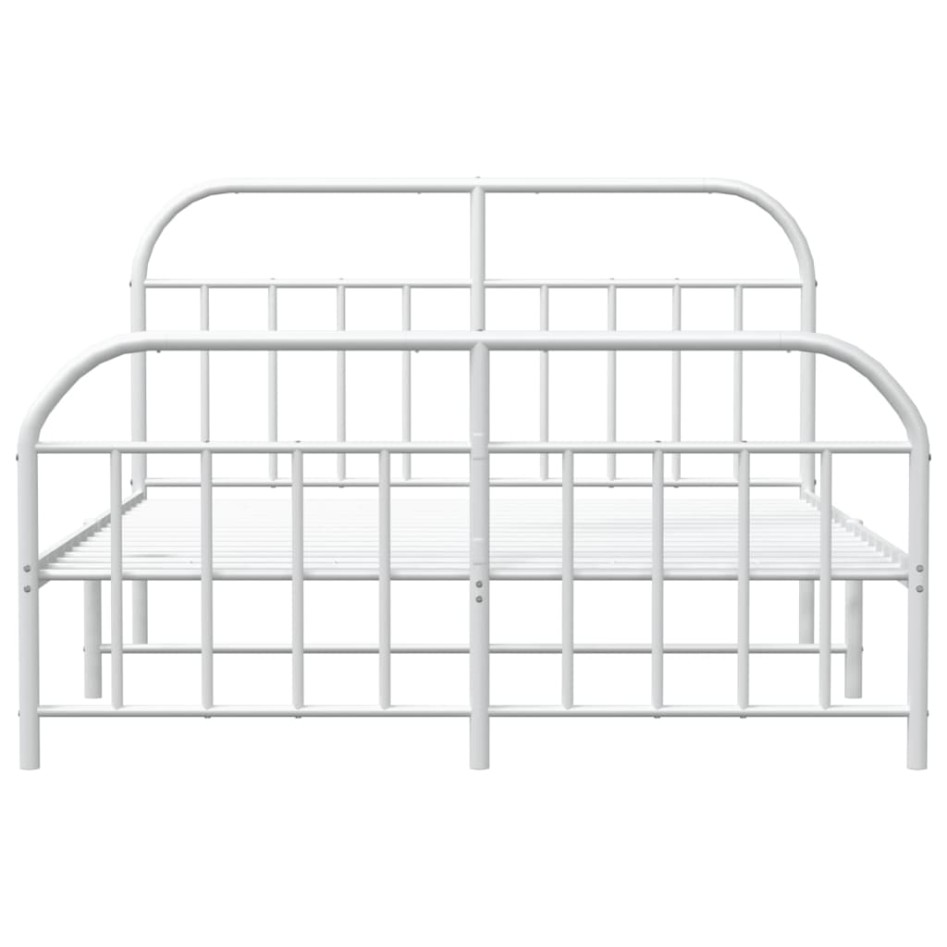 Estructura cama metal con cabecero y estribo blanco 140x200
